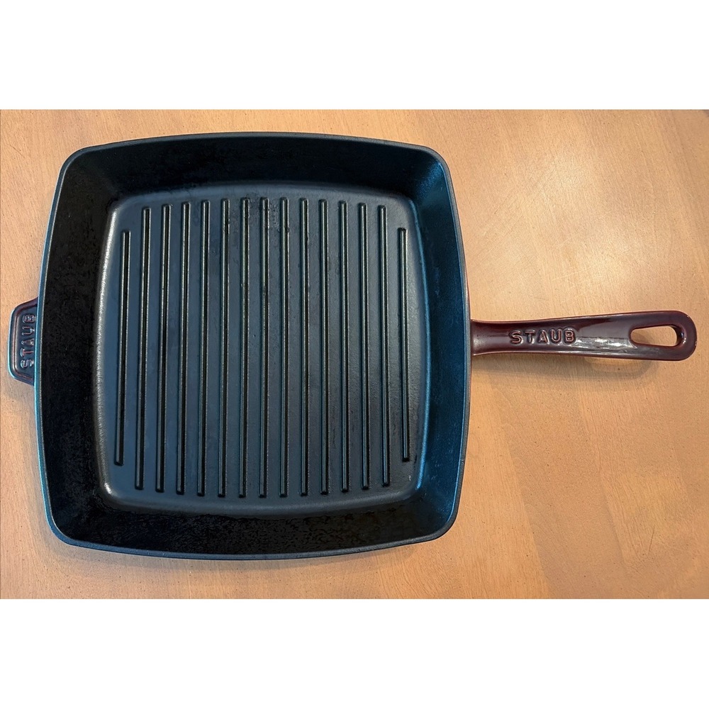 Staub 12in 30cm Square Cast Iron Grill Pan Grillet Majolica Grenadine France